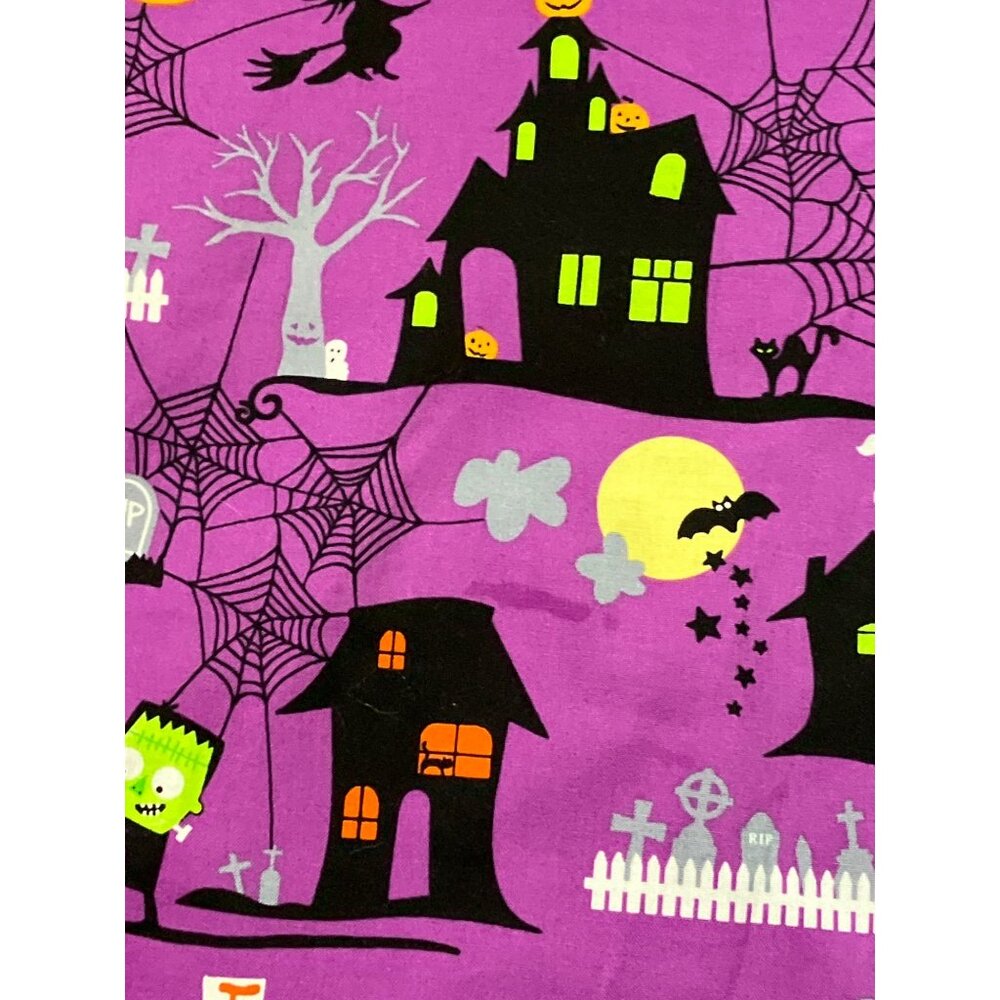 Halloween ScrubStar Scrub Top - Spooky Purple Print XL